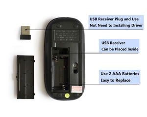 Bán buôn OEM quang mini Chuột không dây siêu mỏng 2.4G giao diện USB phổ quát cho máy tính bảng PC 3D laser theo dõi không thấm nước - Product Image 6
