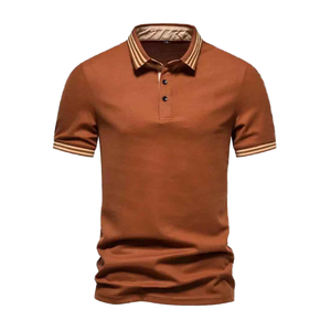 เสื้อยืดแขนสั้นปักลายเสือดาวแบบถักทรงพอดีตัวแบบกอธิคสำหรับผู้ชายสำหรับฤดูร้อนเสื้อยืดคอกลมเฮนลี่ย์คอเสื้อ - Product Image 2