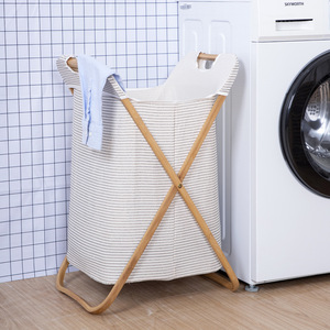 <b>Foldable</b> Laundry <b>Basket</b> Oxford Cloth Rectangle Standing Type Bedroom Clothing Organizer Beige - Product Image 2