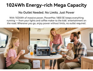 Station d'alimentation portable Oscal 1800W 1024Wh avec contrôleur MPPT, batterie LiFePO4, onduleur à onde sinusoïdale pure, Oscal Powermax 1800SE - Product Image 4