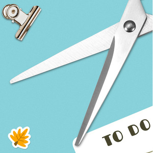 Stainless Steel Office Scissors Grayish White Straight Head For Paper Cutting Home Use - Product Image 2