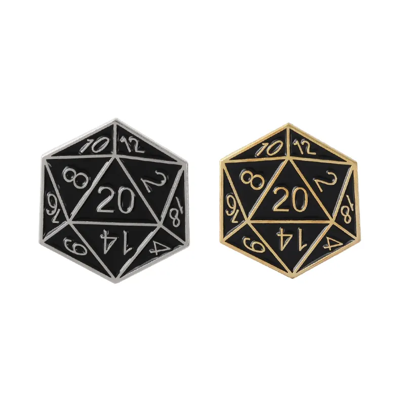 Hot D20 Zijdige Dobbelstenen Game Metal Craft Badge Pin Custom Lady Luck Glimlach Op Me Roze Zwart Broches Emaille Pins hard