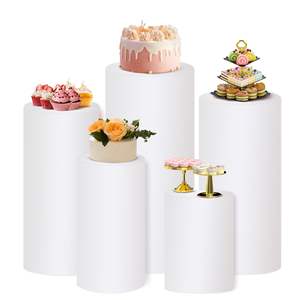 Juego de <span class=keywords><strong>5</strong></span> Soportes Cilíndricos, Pedestales, Exhibidores, para Decoración de Fiestas, Bodas, Baby Showers, Cumpleaños - Product Image 3