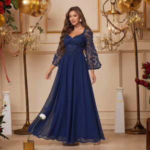Ladies Dresses Long Party Dresses Women Beautiful V Neck Long