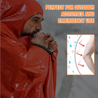 Poncho thermique de survie d'urgence en Mylar en papier aluminium PE imperméable orange
