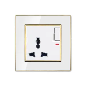 Hot sale 3 pin multifunction socket with switch and neon British Wall Switch factory price Ghana Electrical Outlet