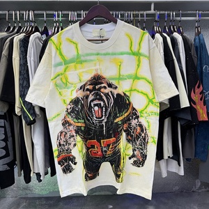 Dropshipping Top Quality 100% Cotton <b>Men's</b> T-shirts Designer Custom Heavyweight Hot Diamond <b>Animal</b> Print Street Wear Majestik T- - Product Image 1