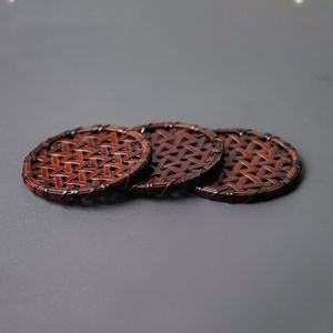 Bamboo Woven Coasters Round Heat Insulating Mats For Tea Table Decor Zhejiang Made - Product Image 1