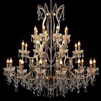 DUOMEIJU Lustre suspendu multi-couches en métal et perles de cristal, style luxe léger, pour décoration de scène d'événements, mariages et hôtels AC