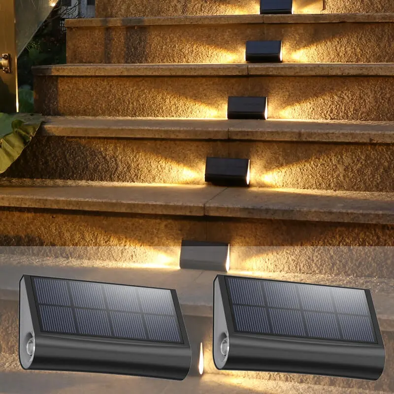 Luz solar impermeável para escadas, luminária solar LED para decoração de jardim, à prova d'água para paredes e escadas, ideal para uso doméstico