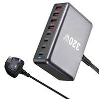 Nouvelle Station de Recharge Super Rapide Multiport 320 W GaN USB-C 4C4A pour Téléphones et Ordinateurs Portables, Chargeur de Bureau USB-C