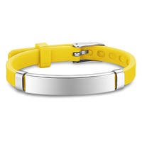 Bracelet pour enfants personnalisé en acier inoxydable réglable avec bracelet en silicone multicolores pour garçons et filles