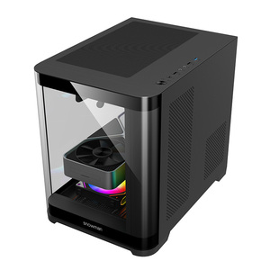 SNOWMAN CS083ミッドタワーPCケース優れた性能デスクトップゲーム用MATXミニ<span class=keywords><strong>ITX</strong></span>カスタマイズブラック強化ガラスケース - Product Image 3