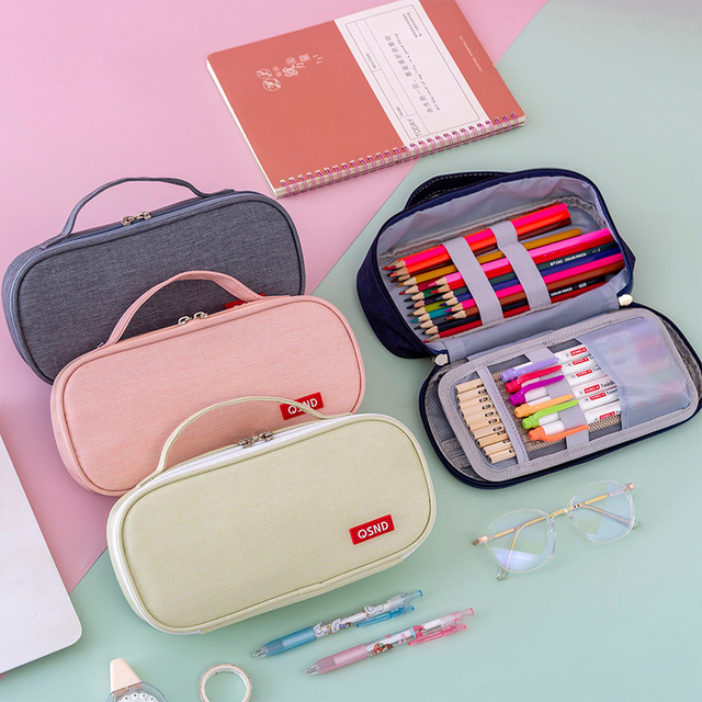 Custom Multi-layer Pencil Case Student Stationery Storage Bag Large Capacity Oxford Fabric Pencil Bag With Handle