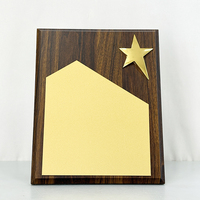 Plaque de récompense en bois avec étoile métallique dorée 3D, plaque dorée vierge pour logo personnalisé, texte, reconnaissance d'entreprise, événement sportif, souvenir