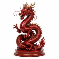 Statue de dragon rouge du Nouvel An chinois en résine sur mesure, figurine de dragon enroulé, service de fabrication OEM, projet de cadeau de vacances