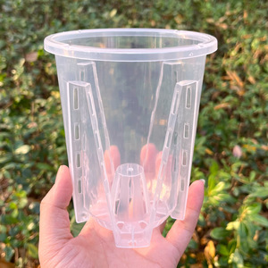 Vaso <span class=keywords><strong>per</strong></span> Fiori P374 Verde Trasparente a Forma di Montagna, Vaso Grande in Plastica Speciale Traspirante e Cavo <span class=keywords><strong>per</strong></span> Orchidee e Muschio Sfagno - Product Image 1