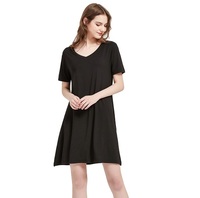 Damen Kurzarm Nachthemd Weiche Bambus Nachtwäsche V-Ausschnitt Schlaf hemd Nacht kleid Nachthemd für Frauen