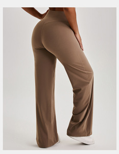 Pantalones de yoga de cintura alta para mujer, efecto levantacola, pierna ancha, sensación de segunda piel, ropa deportiva, logotipo personalizado, OEM, ODM, marca privada, venta al por mayor - Product Image 6