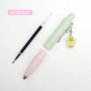 Cartoon Style Ballpoint <b>Pen</b> Chubby Pocket <b>Pen</b> 0.5 Mm Plastic Shell Press Closure With Pendant Promotional Use - Product Image 1