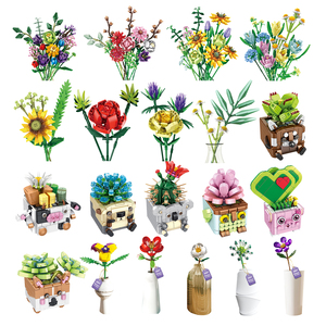 Colección de Bloques de Construcción de Flores: Campanula, Rosa, Clavel, Tulipán, Juguetes Educativos para Niños - Product Image 1