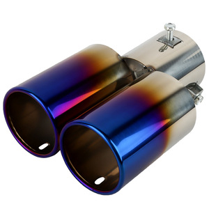 UNIVERSAL JDM 2.5 Inch Aluminium Alloy &amp; Stainless Steel Mirror Polished Burnt Blue 63mm High Quality Exhaust System <strong>Muffler</strong> - Product Image 1
