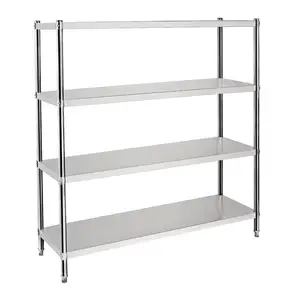 Assembly 4 tiers Stainless Steel Kitchen Utensil Rack/Stainless Steel 4 tiers kitchen storage shelf stand With Round Leg