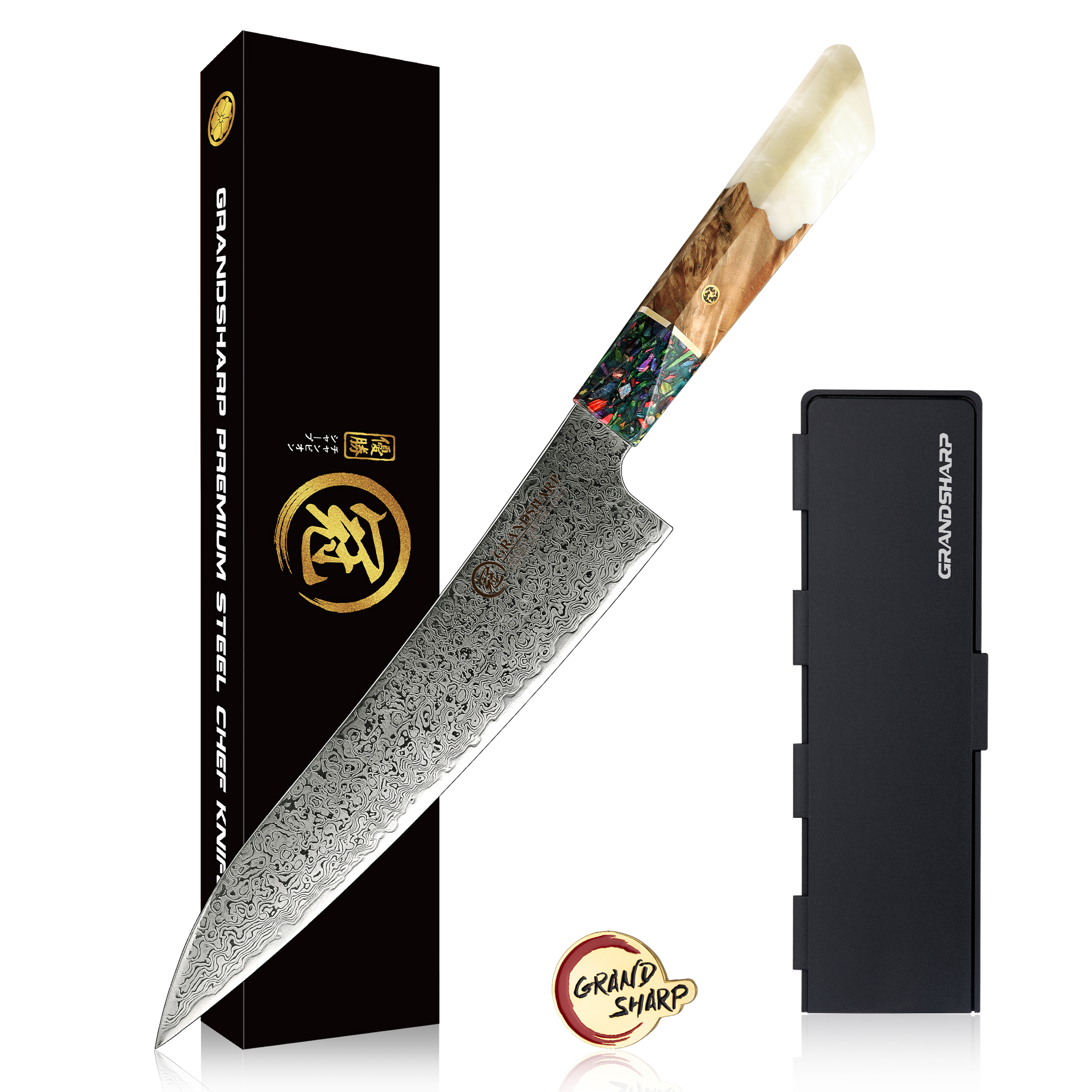 Couteau de chef 8,5 "blanc avec boîte-cadeau
