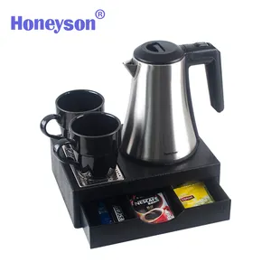 Hotel Electric Kettle Tray Set Hot Sales Honeyson New 0.8L Cordless Kettle Electric Drawer Tray Set Hotel