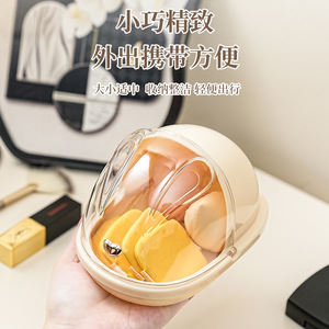 กล่องเก็บฟองน้ำแต่งหน้าแบบมีฝาปิด พลาสติกใส สำหรับจัดระเบียบฟองน้ำแต่งหน้าบนโต๊ะเครื่องแป้ง - Product Image 5