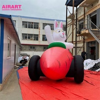 Décoration de voiture en forme de carotte, lapins gonflables de dessin animé pour Pâques