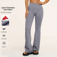 Pantalon évasé de fitness sans couture avec logo personnalisé pour femme, taille haute, effet push-up, très élastique, leggings de yoga évasés