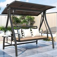 Fauteuil suspendu double en aluminium pour extérieur, jardin, balcon, avec protection solaire, chaise à bascule pour la maison