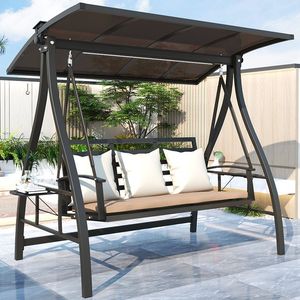 Fauteuil suspendu double en aluminium pour extérieur, jardin, balcon, avec protection solaire, chaise à bascule pour la maison - Product Image 3