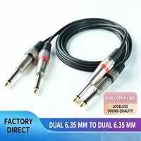 Câble audio double 6,5 mm mâle, grand câble audio PVC à deux paires de conducteurs pour consoles de mixage, amplificateurs de guitare électrique, sans oxygène