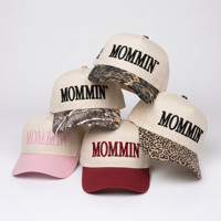 Gorra Trucker Mommin para Mujer, Bordada con la Palabra Mamá, Ajustable, de Tela No Tejida, Estilo Vintage de Dos Tonos para Uso Casual