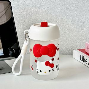 Mignonne tasse en verre résistante aux hautes températures pour filles, portable, grande capacité, avec paille, motif dessin animé, étanche et anti-fuite - Product Image 2