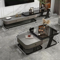 Ensemble de table basse et meuble TV extensible moderne de luxe or et blanc avec rangement YOUTAI