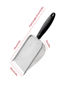 Cuchara para arena para gatos, pala de esquina para limpiador de arena resistente, pala para arena de malla de acero inoxidable, palas para heces de pollo Rutin - Product Image 6