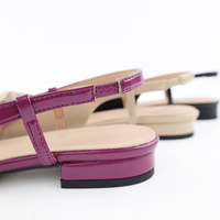Escarpins personnalisés pour dames Sandales confortables d'été pourpres pour femmes Talon court avec nœud Fermeture Talons bas pour dames