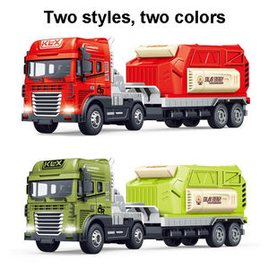 รถบรรทุกของเล่นแบบหล่อขึ้นรูป <span class=keywords><strong>1</strong></span>:<span class=keywords><strong>24</strong></span> พร้อมระบบเสียดทาน รถพ่วงกึ่งโลหะผสมแบบถอดประกอบได้ พร้อมไฟและเสียง - Product Image 4