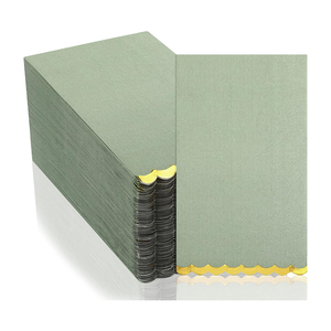 Serviettes <span class=keywords><strong>en</strong></span> <span class=keywords><strong>papier</strong></span> imprimées personnalisées avec logo pour mariage, cocktail, fête, à volants, vert sauge floral, scintillantes et élégantes - Product Image 2