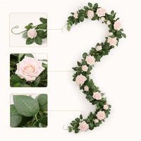 Guirlande de roses artificielles en soie de 6,5 pieds pour la décoration de mariage, d'escaliers, de portes et de jardins - Vente en gros
