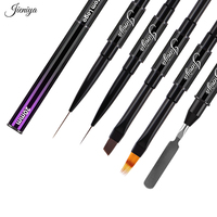 Lot de 5 pinceaux professionnels pour nail art à tête plate ovale avec manche métallique violet dégradé et stylo racloir ombré double tête