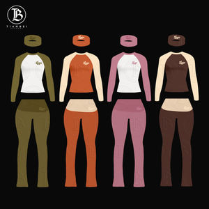 ชุดลำลองสำหรับผู้หญิง ไซส์ใหญ่พิเศษ รับสกรีนโลโก้ เสื้อแขนยาวผ้าฝ้าย กางเกงขาบาน ชุดนอนผู้หญิง 2 ชิ้น - Product Image 1