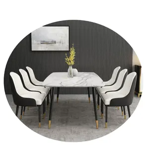 Table et chaises à manger en marbre nordique, combinaison moderne minimaliste, table à riz, petit appartement, table à manger télescopique - Product Image 1