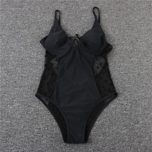 Negro de malla traje de baño Sexy bikini sin tirantes bragas traje de baño - Product Image 5