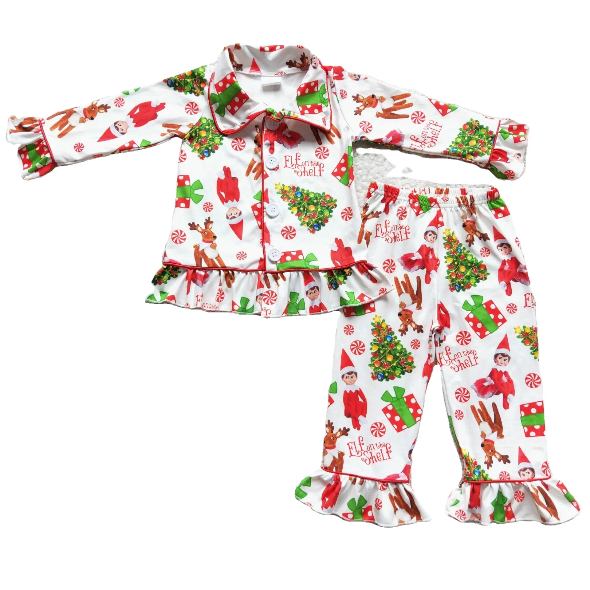 2022 Children Clothing Sets Christmas Tree Hat Long-sleeved Trousers Christmas Pajamas Set Baby Girl Clothes
