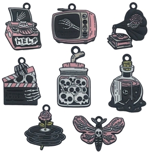 Crâne fantôme Charms Enamel Gothic Butterfly Charms TV <span class=keywords><strong>Telephone</strong></span> Music Black Charms for Jewelry Making Bracelets Earrings Necklace - Product Image 1