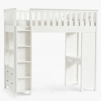 Loft en bois moderne, lit superposé avec bureau et bibliothèque pour enfants, offre spéciale